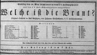 Theaterzettel (Oper und Burgtheater in Wien) 18280524 Seite: 1