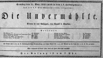 Theaterzettel (Oper und Burgtheater in Wien) 18280531 Seite: 1