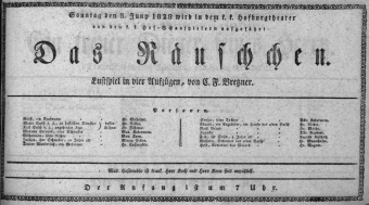 Theaterzettel (Oper und Burgtheater in Wien) 18280608 Seite: 1
