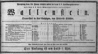 Theaterzettel (Oper und Burgtheater in Wien) 18280613 Seite: 1