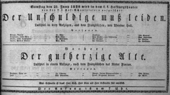 Theaterzettel (Oper und Burgtheater in Wien) 18280621 Seite: 1
