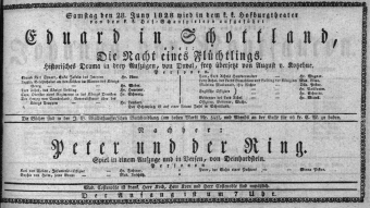 Theaterzettel (Oper und Burgtheater in Wien) 18280628 Seite: 1