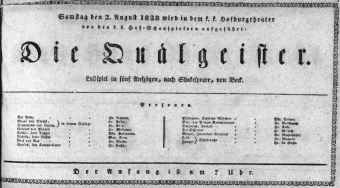 Theaterzettel (Oper und Burgtheater in Wien) 18280802 Seite: 1