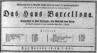 Theaterzettel (Oper und Burgtheater in Wien) 18280803 Seite: 1