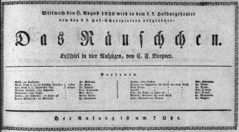 Theaterzettel (Oper und Burgtheater in Wien) 18280806 Seite: 1