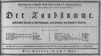 Theaterzettel (Oper und Burgtheater in Wien) 18280808 Seite: 1