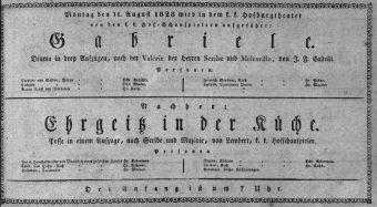 Theaterzettel (Oper und Burgtheater in Wien) 18280811 Seite: 1