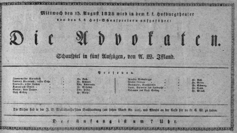 Theaterzettel (Oper und Burgtheater in Wien) 18280813 Seite: 1
