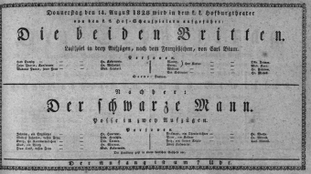 Theaterzettel (Oper und Burgtheater in Wien) 18280814 Seite: 1