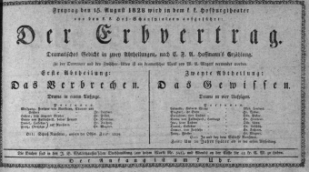 Theaterzettel (Oper und Burgtheater in Wien) 18280815 Seite: 1