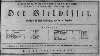 Theaterzettel (Oper und Burgtheater in Wien) 18280816 Seite: 1