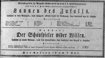 Theaterzettel (Oper und Burgtheater in Wien) 18280819 Seite: 1