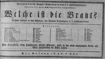 Theaterzettel (Oper und Burgtheater in Wien) 18280820 Seite: 1