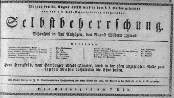 Theaterzettel (Oper und Burgtheater in Wien) 18280825 Seite: 1