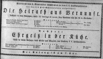 Theaterzettel (Oper und Burgtheater in Wien) 18280903 Seite: 1