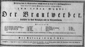 Theaterzettel (Oper und Burgtheater in Wien) 18280905 Seite: 1