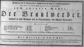 Theaterzettel (Oper und Burgtheater in Wien) 18280906 Seite: 1