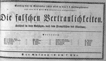 Theaterzettel (Oper und Burgtheater in Wien) 18280913 Seite: 1