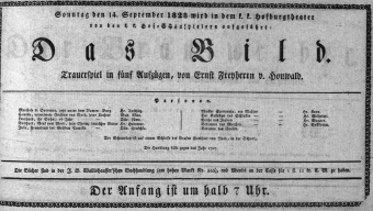Theaterzettel (Oper und Burgtheater in Wien) 18280914 Seite: 1