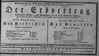 Theaterzettel (Oper und Burgtheater in Wien) 18280921 Seite: 1