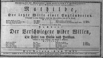 Theaterzettel (Oper und Burgtheater in Wien) 18280927 Seite: 1