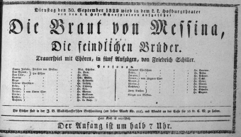 Theaterzettel (Oper und Burgtheater in Wien) 18280930 Seite: 1