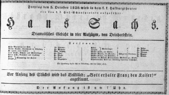 Theaterzettel (Oper und Burgtheater in Wien) 18281003 Seite: 1