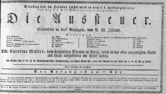Theaterzettel (Oper und Burgtheater in Wien) 18281014 Seite: 1