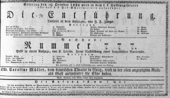 Theaterzettel (Oper und Burgtheater in Wien) 18281019 Seite: 1