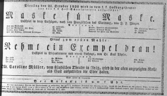 Theaterzettel (Oper und Burgtheater in Wien) 18281021 Seite: 1
