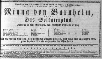 Theaterzettel (Oper und Burgtheater in Wien) 18281025 Seite: 1