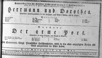 Theaterzettel (Oper und Burgtheater in Wien) 18281030 Seite: 1