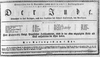 Theaterzettel (Oper und Burgtheater in Wien) 18281106 Seite: 1