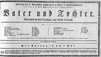 Theaterzettel (Oper und Burgtheater in Wien) 18281107 Seite: 1