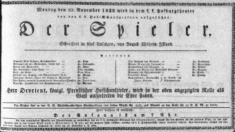 Theaterzettel (Oper und Burgtheater in Wien) 18281110 Seite: 1