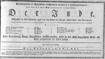 Theaterzettel (Oper und Burgtheater in Wien) 18281111 Seite: 1