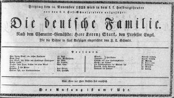 Theaterzettel (Oper und Burgtheater in Wien) 18281114 Seite: 1