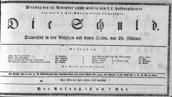Theaterzettel (Oper und Burgtheater in Wien) 18281118 Seite: 1