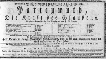 Theaterzettel (Oper und Burgtheater in Wien) 18281126 Seite: 1