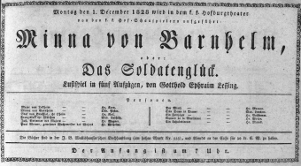 Theaterzettel (Oper und Burgtheater in Wien) 18281201 Seite: 1