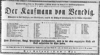 Theaterzettel (Oper und Burgtheater in Wien) 18281204 Seite: 1