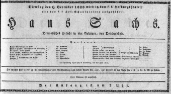 Theaterzettel (Oper und Burgtheater in Wien) 18281209 Seite: 1