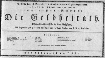 Theaterzettel (Oper und Burgtheater in Wien) 18281213 Seite: 1