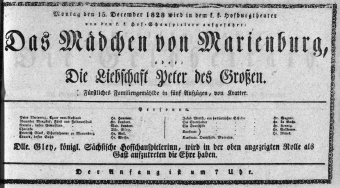 Theaterzettel (Oper und Burgtheater in Wien) 18281215 Seite: 1