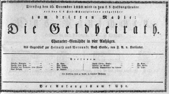Theaterzettel (Oper und Burgtheater in Wien) 18281216 Seite: 1
