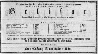 Theaterzettel (Oper und Burgtheater in Wien) 18281219 Seite: 1
