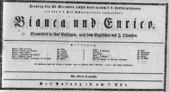 Theaterzettel (Oper und Burgtheater in Wien) 18281226 Seite: 1