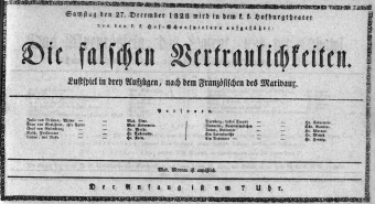 Theaterzettel (Oper und Burgtheater in Wien) 18281227 Seite: 1