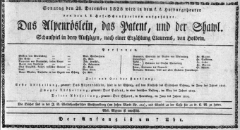 Theaterzettel (Oper und Burgtheater in Wien) 18281228 Seite: 1