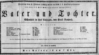 Theaterzettel (Oper und Burgtheater in Wien) 18290102 Seite: 1